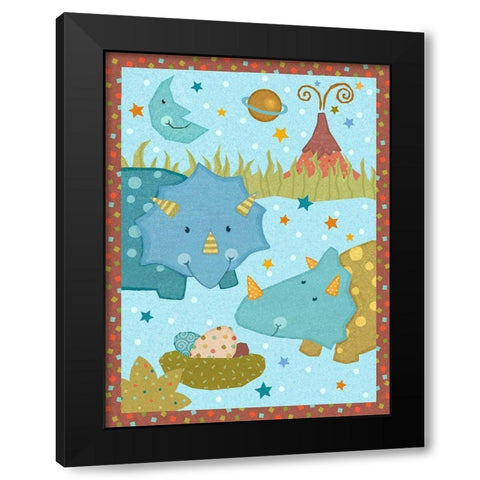 Dino Friends I Black Modern Wood Framed Art Print with Double Matting by Eisner, Viv