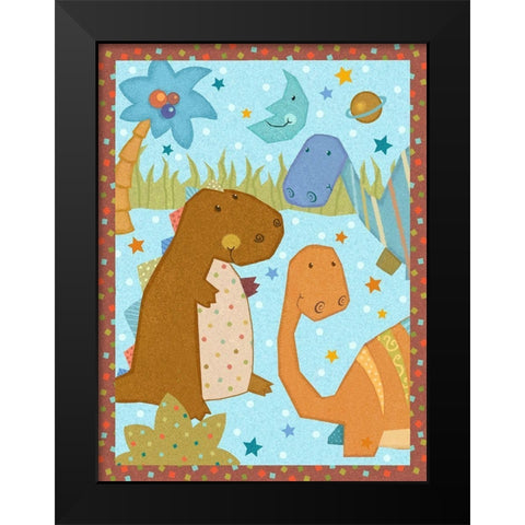 Dino Friends II Black Modern Wood Framed Art Print by Eisner, Viv