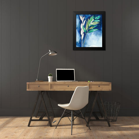 Petiole on Indigo I Black Modern Wood Framed Art Print by Goldberger, Jennifer