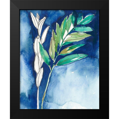 Petiole on Indigo I Black Modern Wood Framed Art Print by Goldberger, Jennifer