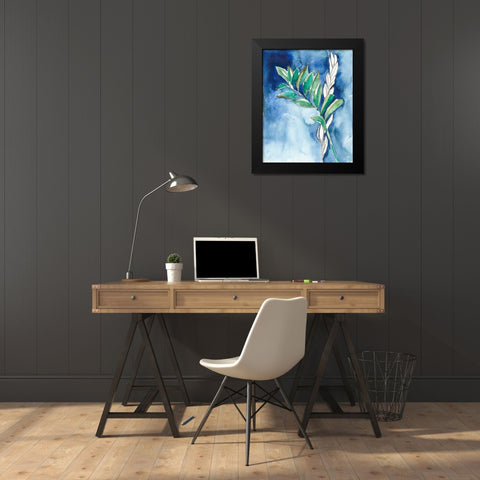 Petiole on Indigo II Black Modern Wood Framed Art Print by Goldberger, Jennifer