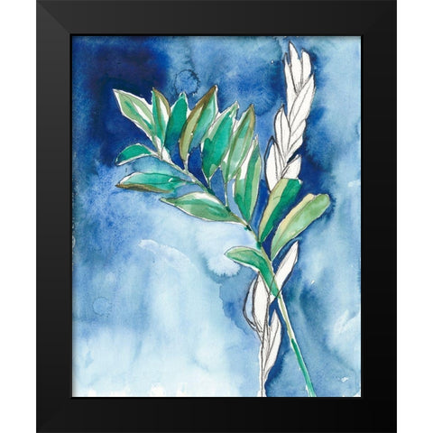 Petiole on Indigo II Black Modern Wood Framed Art Print by Goldberger, Jennifer