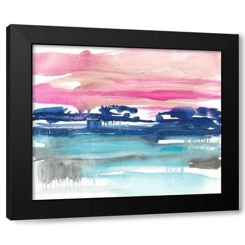 Indigo Sunset II Black Modern Wood Framed Art Print with Double Matting by Goldberger, Jennifer