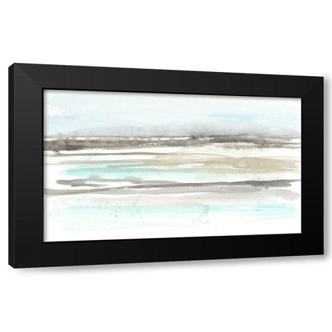 Neutral Mint Horizon I Black Modern Wood Framed Art Print with Double Matting by Goldberger, Jennifer
