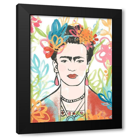 Portrait of Frida  II Black Modern Wood Framed Art Print by Vess, June Erica