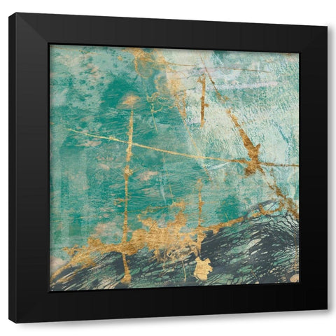 Custom Teal Lace II Black Modern Wood Framed Art Print by Goldberger, Jennifer