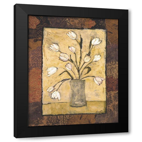 Blooms in Border I Black Modern Wood Framed Art Print by Bagnato, Judi