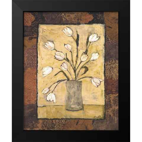 Blooms in Border I Black Modern Wood Framed Art Print by Bagnato, Judi