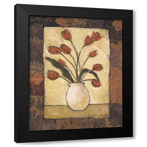 Blooms in Border II Black Modern Wood Framed Art Print by Bagnato, Judi