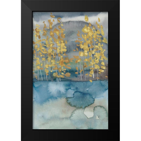 Golden Trees I Black Modern Wood Framed Art Print by Zarris, Chariklia