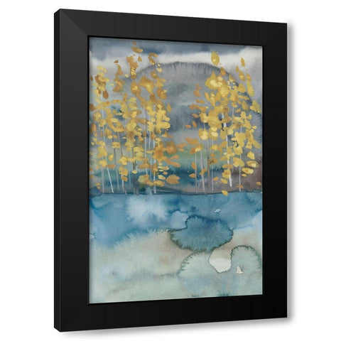 Golden Trees I Black Modern Wood Framed Art Print with Double Matting by Zarris, Chariklia