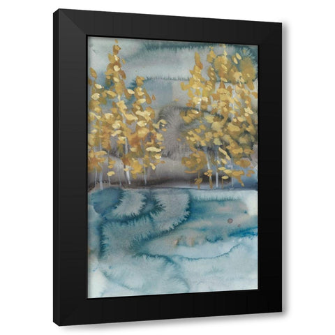 Golden Trees II Black Modern Wood Framed Art Print by Zarris, Chariklia