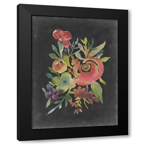 Velvet Floral I Black Modern Wood Framed Art Print with Double Matting by Zarris, Chariklia
