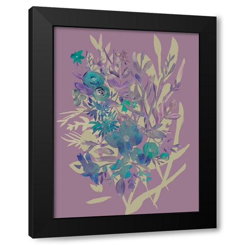 Slate Flowers on Mauve I Black Modern Wood Framed Art Print with Double Matting by Zarris, Chariklia