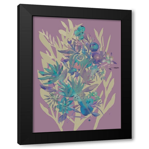 Slate Flowers on Mauve II Black Modern Wood Framed Art Print with Double Matting by Zarris, Chariklia