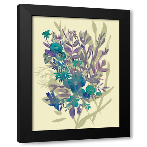 Slate Flowers on Cream I Black Modern Wood Framed Art Print with Double Matting by Zarris, Chariklia