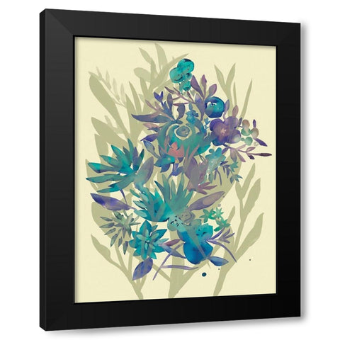 Slate Flowers on Cream II Black Modern Wood Framed Art Print with Double Matting by Zarris, Chariklia