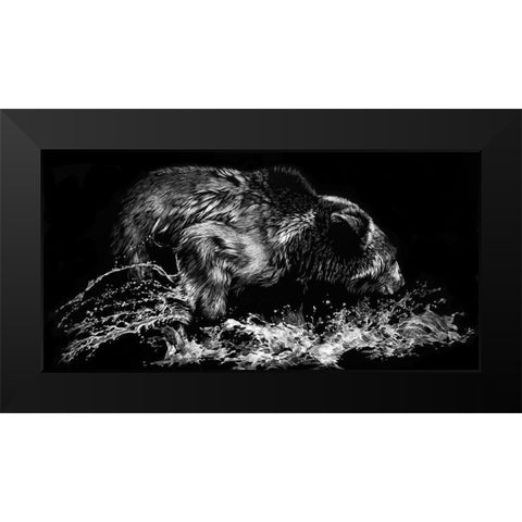 Theres a Fish Here Black Modern Wood Framed Art Print by Chapman, Julie T.