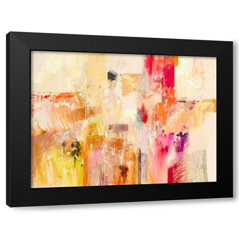 Red And Gold Abstract II Black Modern Wood Framed Art Print with Double Matting by Gardner, Jennifer