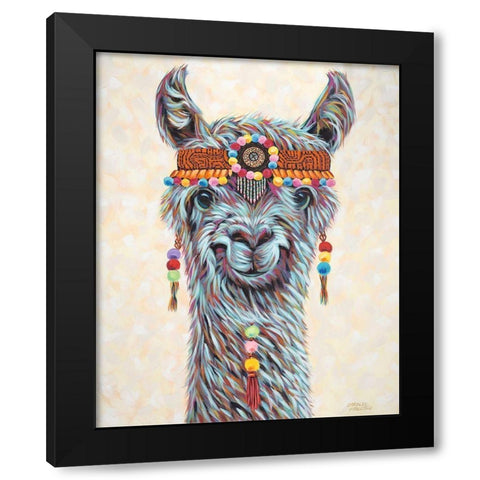 Hippie Llama I Black Modern Wood Framed Art Print with Double Matting by Vitaletti, Carolee