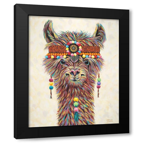 Hippie Llama II Black Modern Wood Framed Art Print by Vitaletti, Carolee