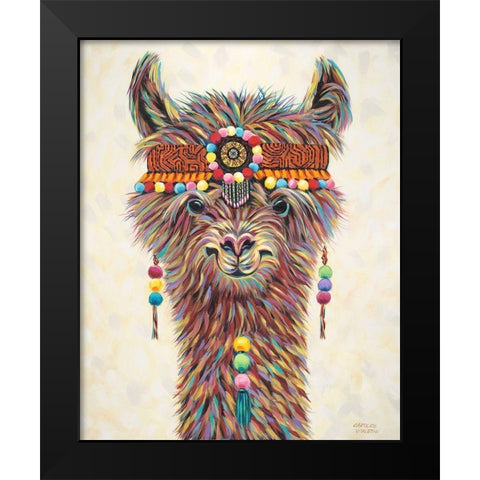 Hippie Llama II Black Modern Wood Framed Art Print by Vitaletti, Carolee