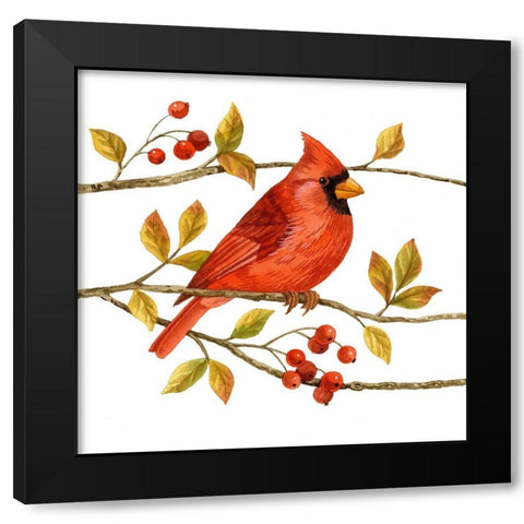 Birds and Berries III Black Modern Wood Framed Art Print by Maday, Jane
