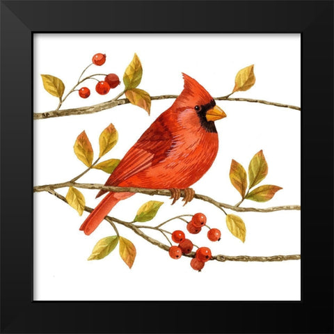 Birds and Berries III Black Modern Wood Framed Art Print by Maday, Jane