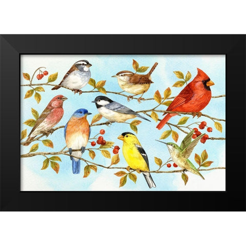 Birds and Berries V Black Modern Wood Framed Art Print by Maday, Jane