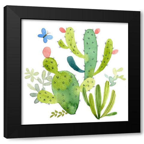 Happy Cactus II Black Modern Wood Framed Art Print by Maday, Jane