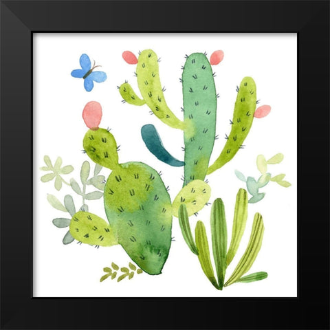 Happy Cactus II Black Modern Wood Framed Art Print by Maday, Jane