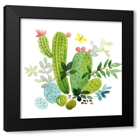 Happy Cactus III Black Modern Wood Framed Art Print by Maday, Jane