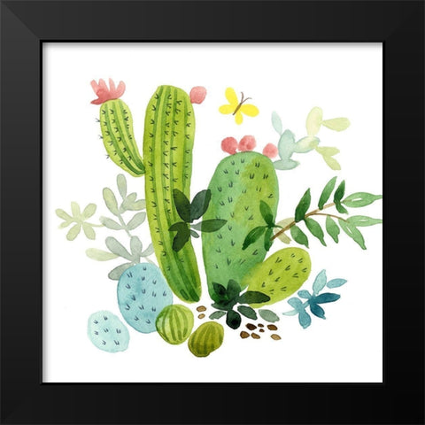 Happy Cactus III Black Modern Wood Framed Art Print by Maday, Jane