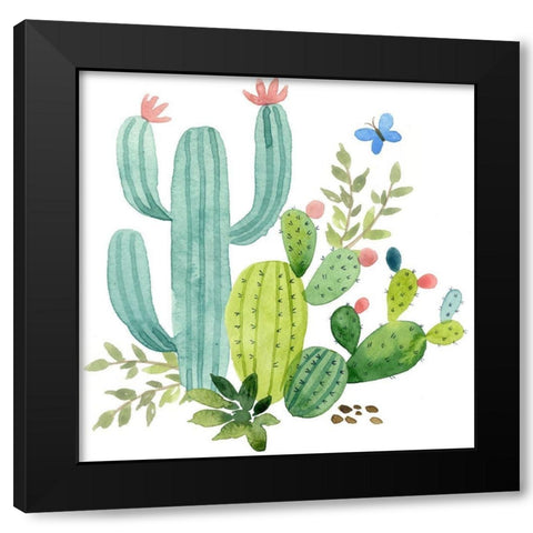 Happy Cactus IV Black Modern Wood Framed Art Print with Double Matting by Maday, Jane