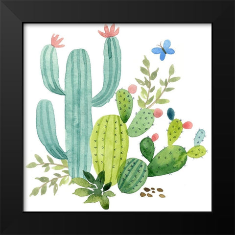 Happy Cactus IV Black Modern Wood Framed Art Print by Maday, Jane