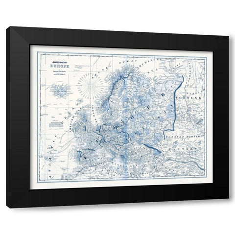 Europe in Shades of Blue Black Modern Wood Framed Art Print with Double Matting by Vision Studio