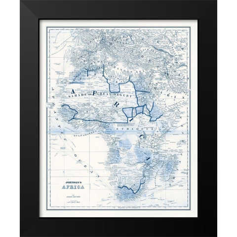 Africa in Shades of Blue Black Modern Wood Framed Art Print by Vision Studio