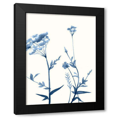 Indigo Wildflowers I Black Modern Wood Framed Art Print by Goldberger, Jennifer