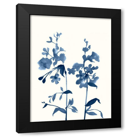 Indigo Wildflowers III Black Modern Wood Framed Art Print by Goldberger, Jennifer