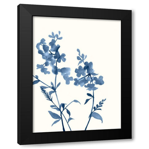 Indigo Wildflowers IV Black Modern Wood Framed Art Print with Double Matting by Goldberger, Jennifer