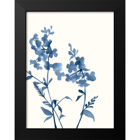 Indigo Wildflowers IV Black Modern Wood Framed Art Print by Goldberger, Jennifer