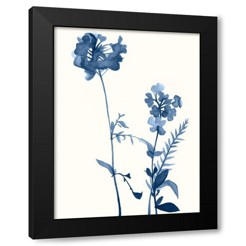 Indigo Wildflowers V Black Modern Wood Framed Art Print by Goldberger, Jennifer