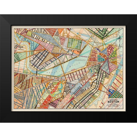 Modern Map of Boston Black Modern Wood Framed Art Print by Galapon, Nikki