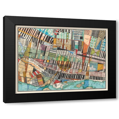 Modern Map of Montreal Black Modern Wood Framed Art Print by Galapon, Nikki