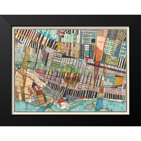 Modern Map of Montreal Black Modern Wood Framed Art Print by Galapon, Nikki