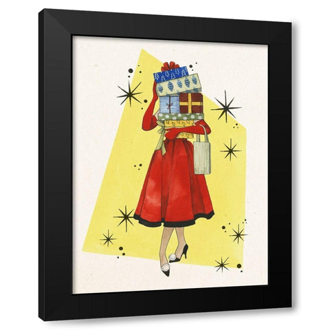 Vintage Christmas I Black Modern Wood Framed Art Print with Double Matting by Popp, Grace
