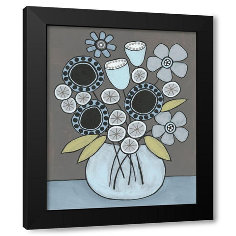 Happy Garden Flowers I Black Modern Wood Framed Art Print by Moore, Regina