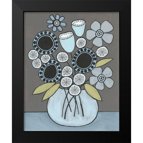 Happy Garden Flowers I Black Modern Wood Framed Art Print by Moore, Regina