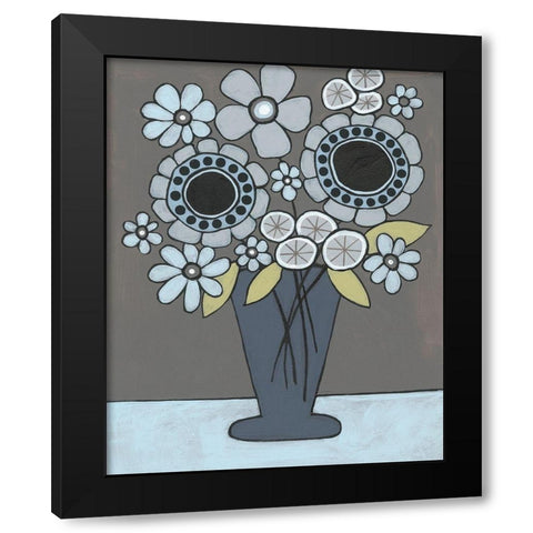 Happy Garden Flowers II Black Modern Wood Framed Art Print by Moore, Regina