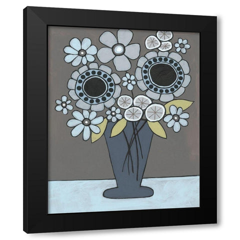 Happy Garden Flowers II Black Modern Wood Framed Art Print by Moore, Regina
